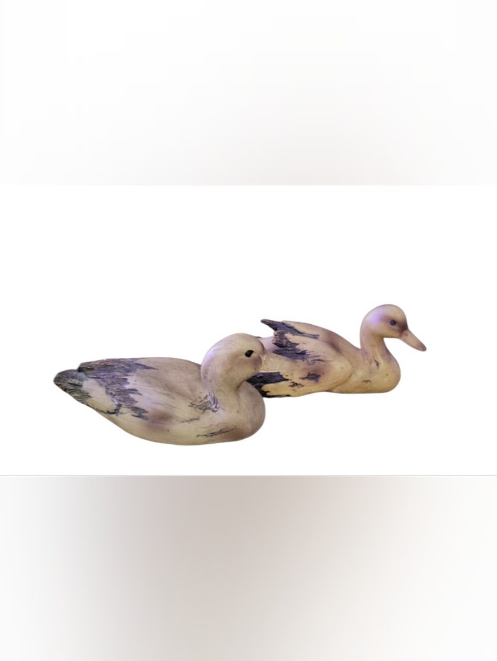 Vintage Carved Wood Duck Figurines Set Of 2